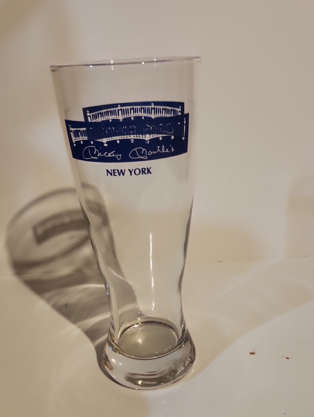 Clear Pilsner Glass with Blue New York Logo